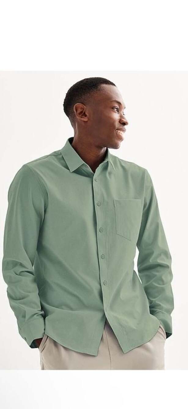 NWT FLX Men's Tech Mesh Slim-Fit Long Sleeve Button-Down Shirt Sage Green XXL